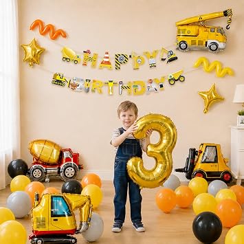 Digger Birthday Decoration 2 Years Pack of 51 Digger Balloon 2nd Birthday