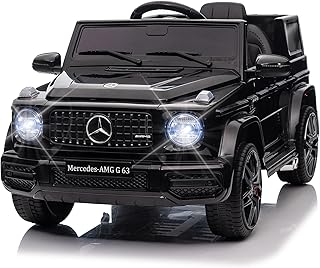Voiture électrique Mercedes-Benz G63 pour Enfants 12 V, Voiture électrique 2 Portes avec télécommande 2,4 GHz, MP3, Musique, éclairage LED, véhicule Cadeau pour garçons et Filles, Noir