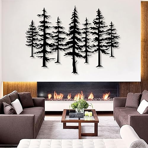 Arte de pared de metal de pino, arte de pared de metal de pinos grandes, arte de pino metálico, decoración de pared de pino minimalista de metal,