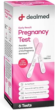 Dealmed Early Result Pregnancy Test, Individually Packaged Midstream Tests, Easy at Home Use, Quick Results 6 Tests/Box