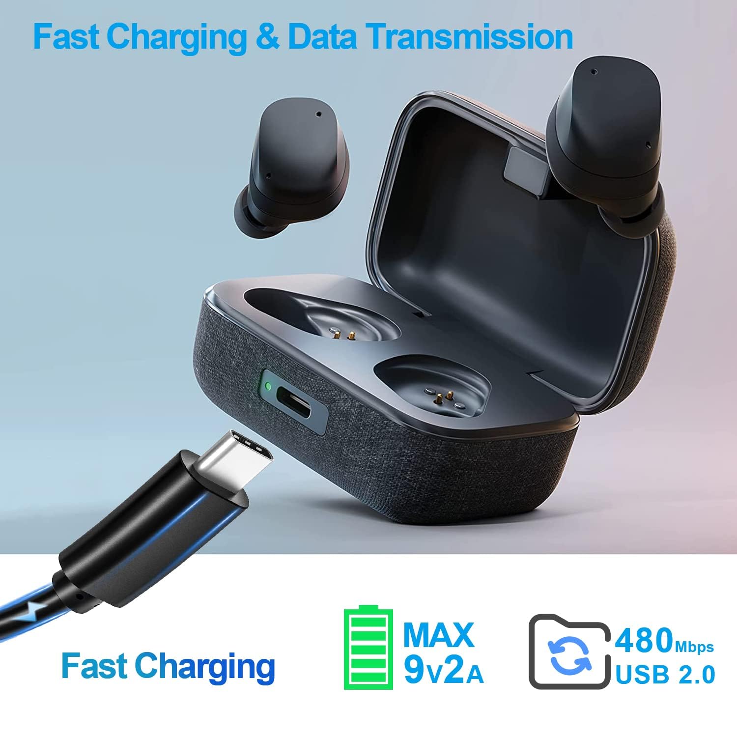 GEEKRIA 2 Cavi Di Ricarica Rapida USB-A A USB-C 30cm – Intrecciati, 3A, Per Sennheiser Momentum 3/2, CX 400BT E Altri - 4