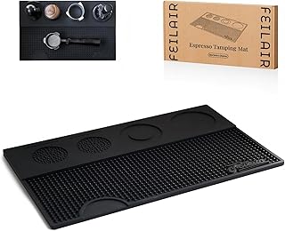 Espresso Tamping Mat, Silicone Coffee Bar Mats for Countertop,Espresso Tamping Station, Non-slip Dish Drying Mat,Espresso Machine Accessories,Espresso Organizer (Black, 15.7"x9.8"x0.4")