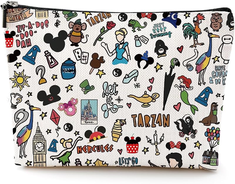 Necessaire retangular LONGXIN com zíper e estampa de personagens, Color 1