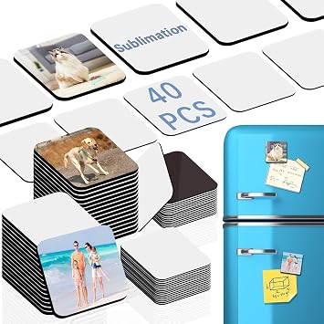 80PCS Sublimation Magnet Blanks 3x3 Bulk Square Produnts 40 Pcs Sublimation Blanks and 40Pcs Soft Magnetic for Kitchen Sublimationed Friderator Fridge Magnets Blank Set for DIY Craft