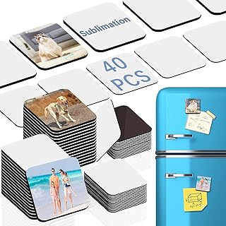 80PCS Sublimation Magnet Blanks 3x3 Bulk Square Produnts 40 Pcs Sublimation Blanks and 40Pcs Soft Magnetic for Kitchen Personalized Sublimation Refrigerator Fridge Magnets Blank Set for DIY Craft