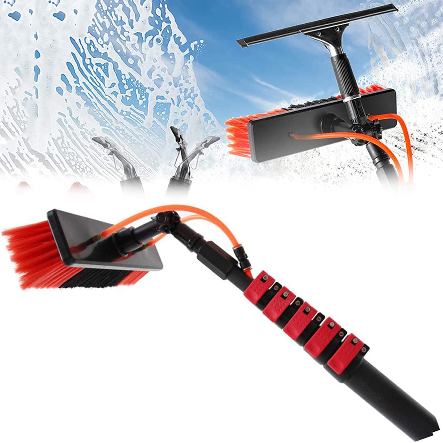 DUANHOZ Water Fed Pole Kit,Outdoor Window Cleaner Brush Solar Panel Cleaning Tool Washing Tool Window Glass Cleaning Poles Fed Brush/10.8M/36Ft,10.8m/36ft