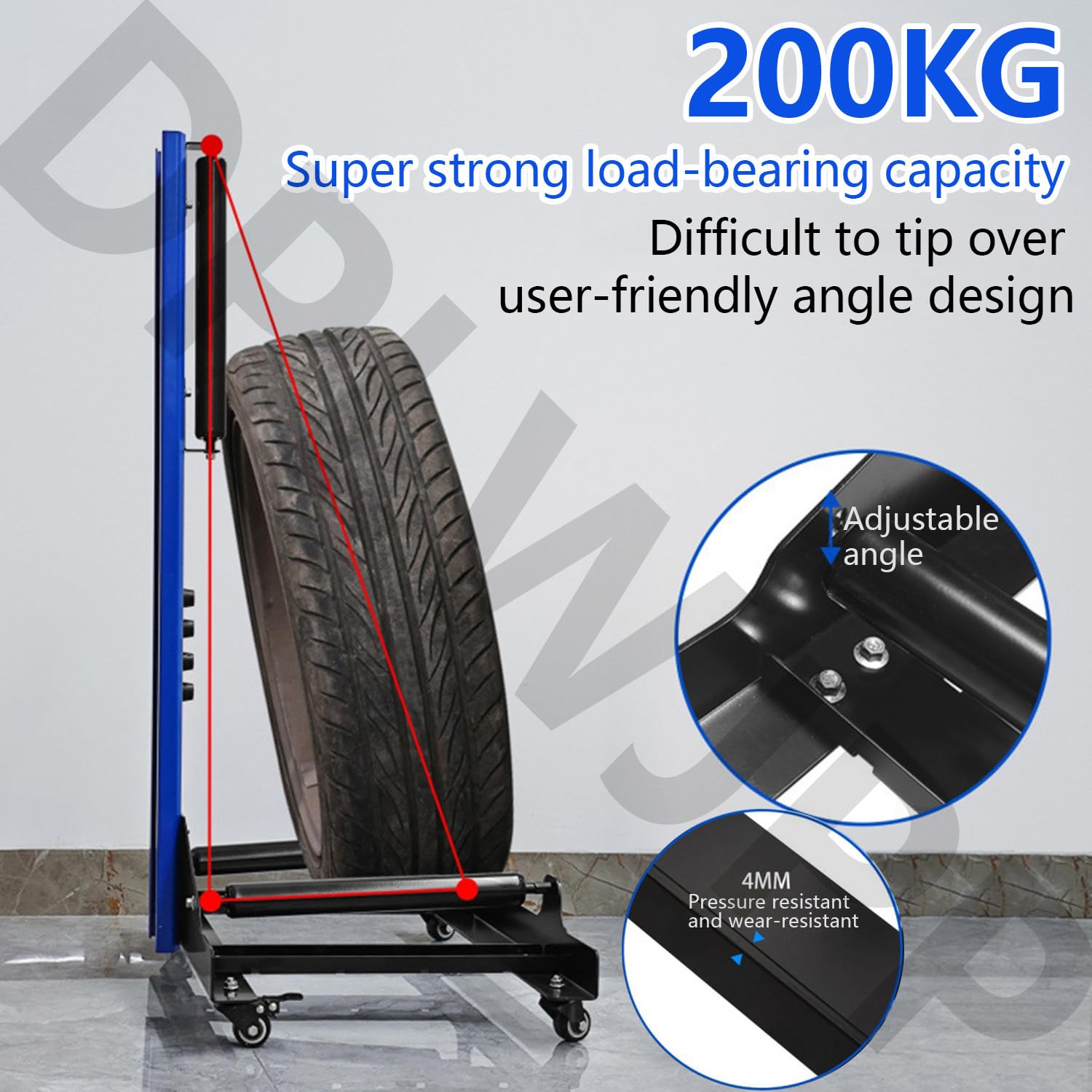Stojak do czyszczenia felg 360° wytrzymały rolkowy stojak do czyszczenia kół stanowisko do czyszczenia opon stacja naprawy felg do czyszczenia felg i opon Blue-105cm
