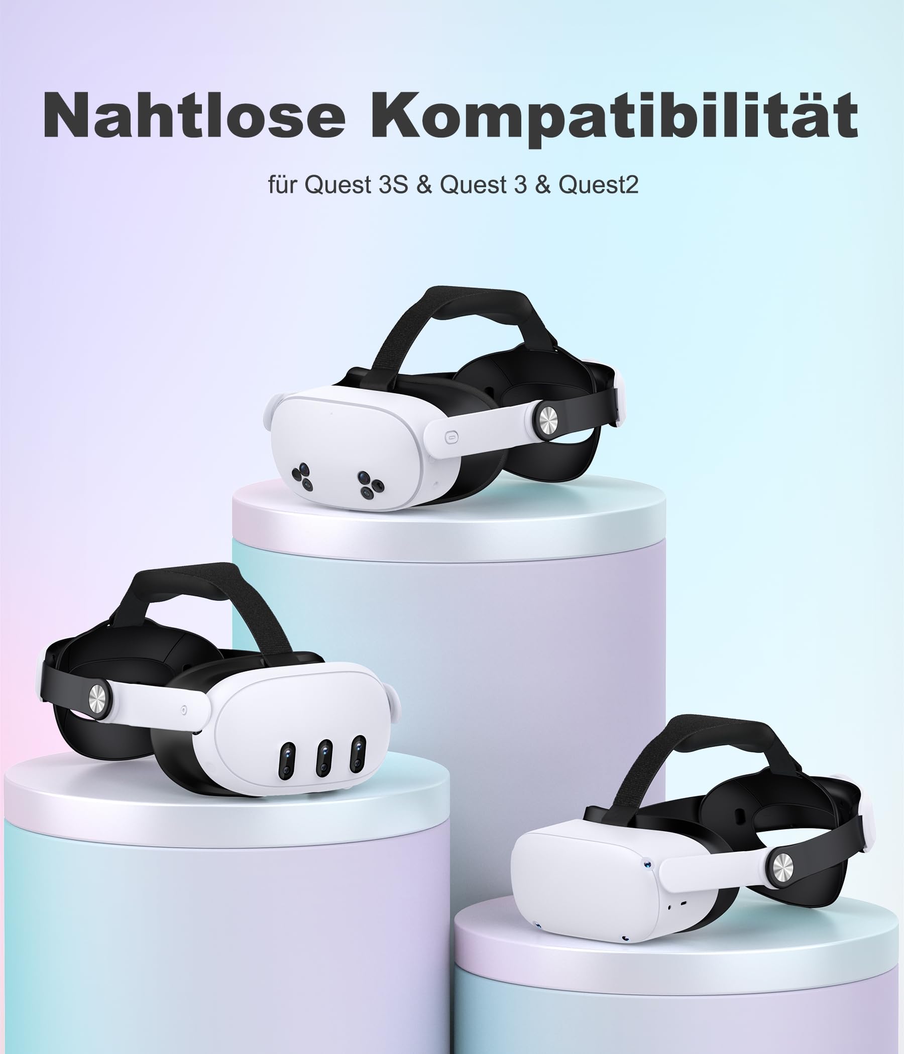 Headstrap leggero compatibile con Quest 3/3S/ Quest 2, comoda fascia magnetica VR per accessori Meta Quest 3/2, set di cinghie regolabili, supporto e comfort migliorati