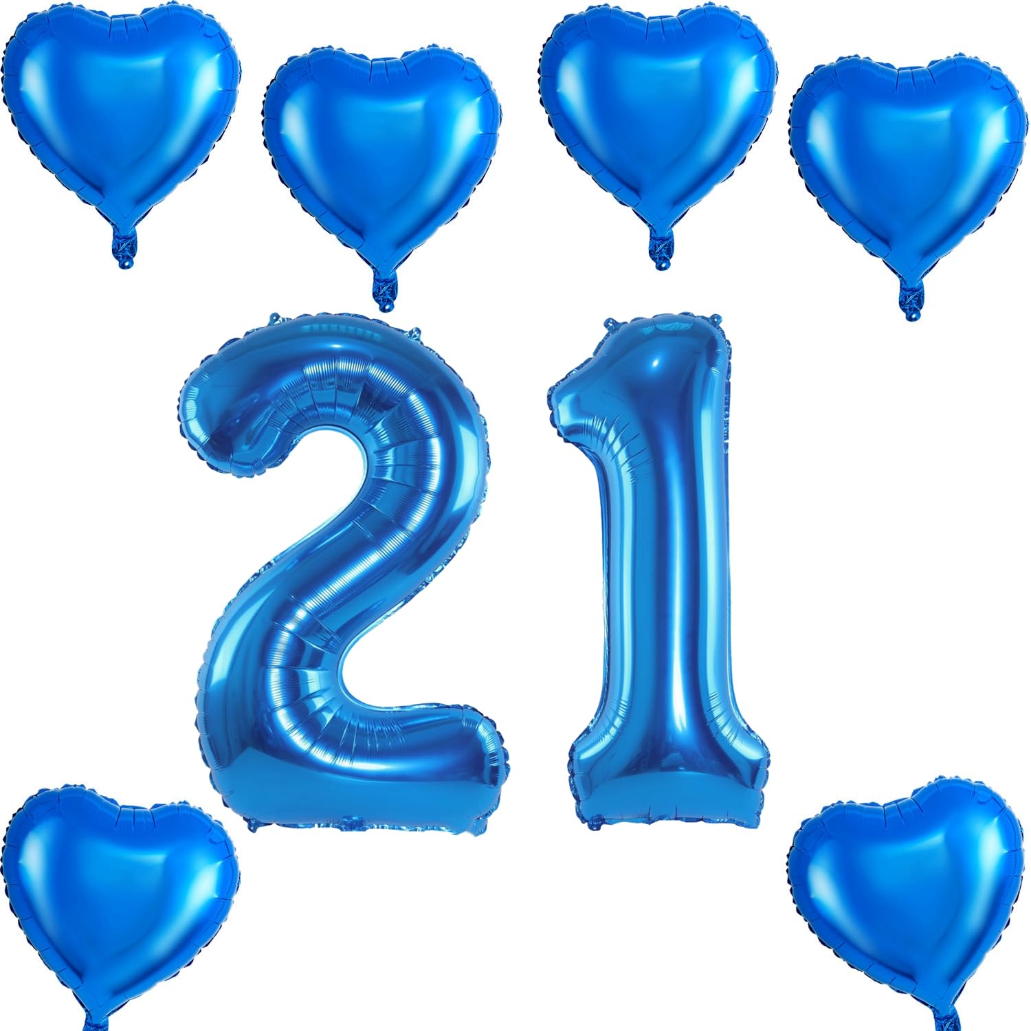 Palloncino da festa con numero 21, blu, numero 21, per compleanno, numero 21, decorazione per compleanno, XXL, palloncino in pellicola da 40, decorazione di compleanno, con numero 21