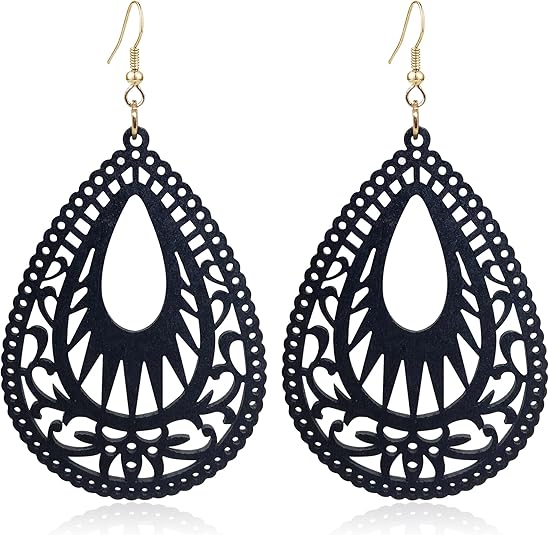 Tztoss Wood Earrings for Women Natural Retro Lightweight
