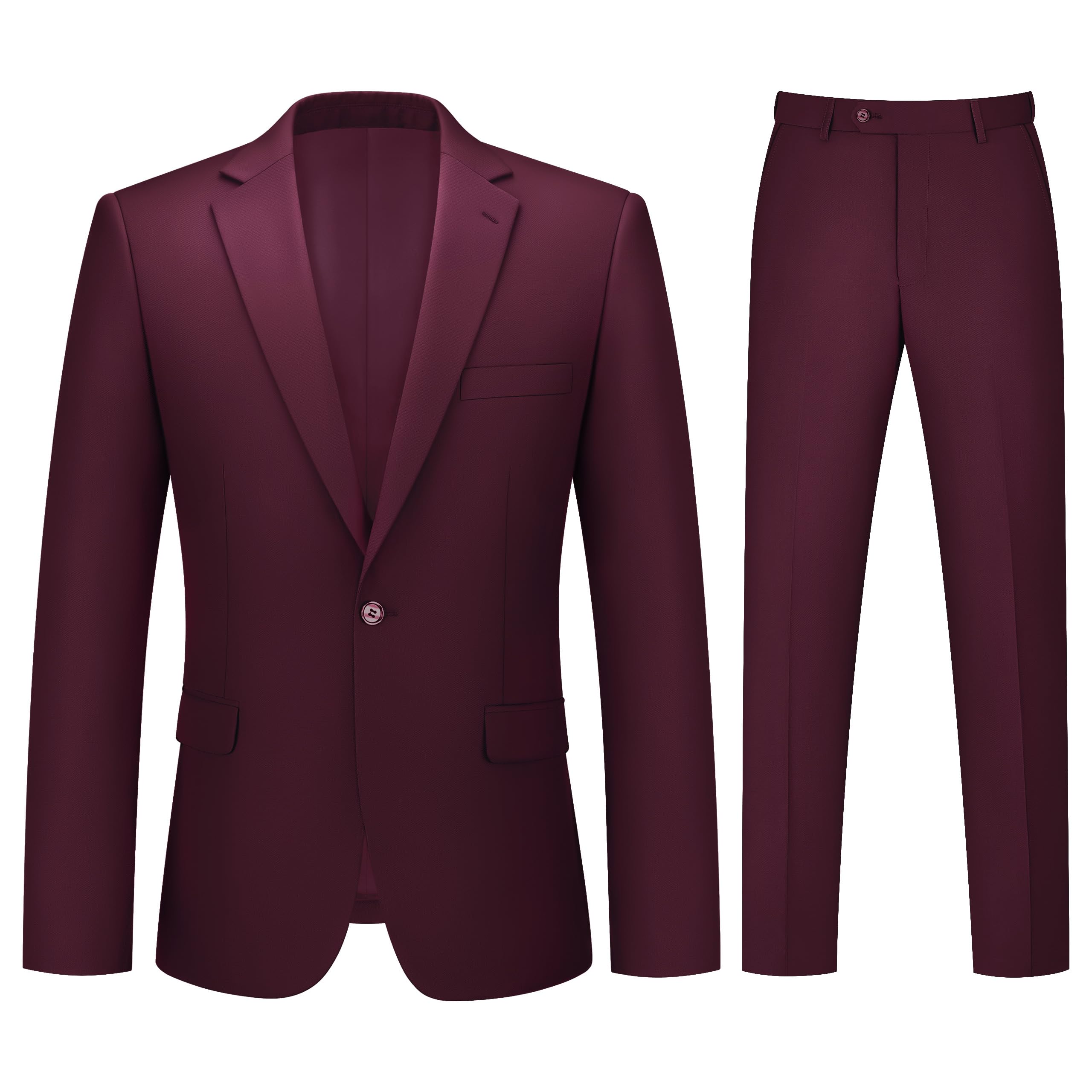 Mens Suit 2 Piece Suits for Men One Button Slim Fit Solid Jacket & Pants Tuxedo Set Business Wedding Party