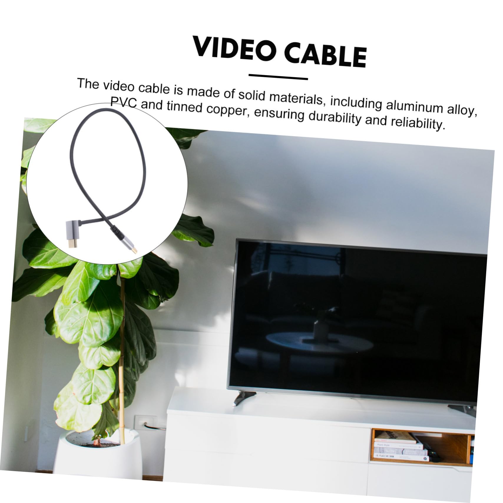 Veemoon 0.5m Video Cable Male to Male Angled Cord for Monitors and Tvs High-Speed Data Transfer Flexible Design for Tight Spaces Accessory