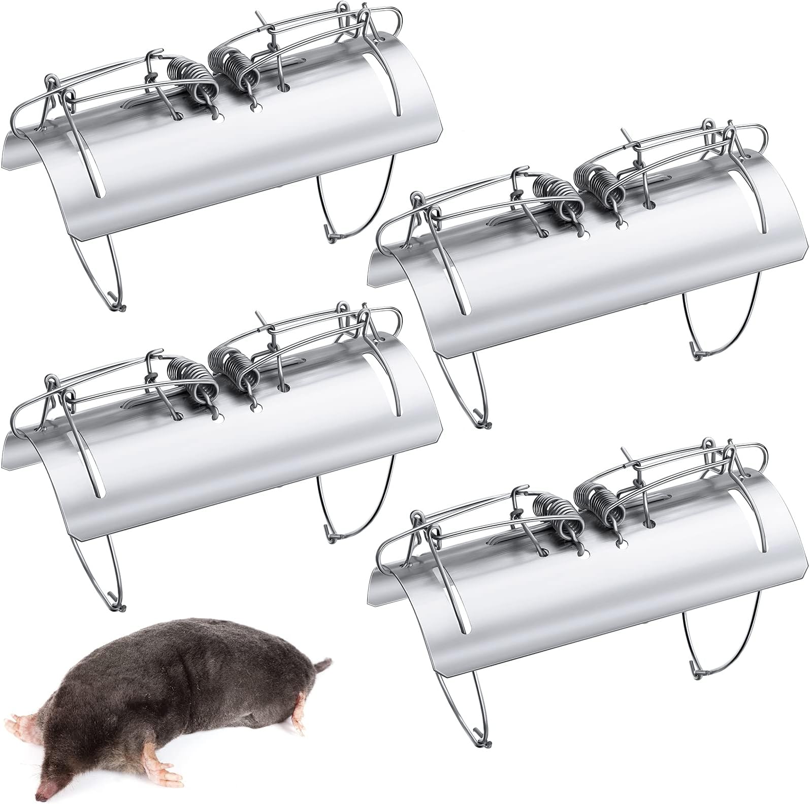 Mole Trap Half Round Metal Mole Killer Reusable Ground Squirrel Trap Heavy Duty Tactical Gopher Rat Vole Traps for Outdoor Lawn Garden Yard Gopher Vole(4 Packs)(4 Packs)