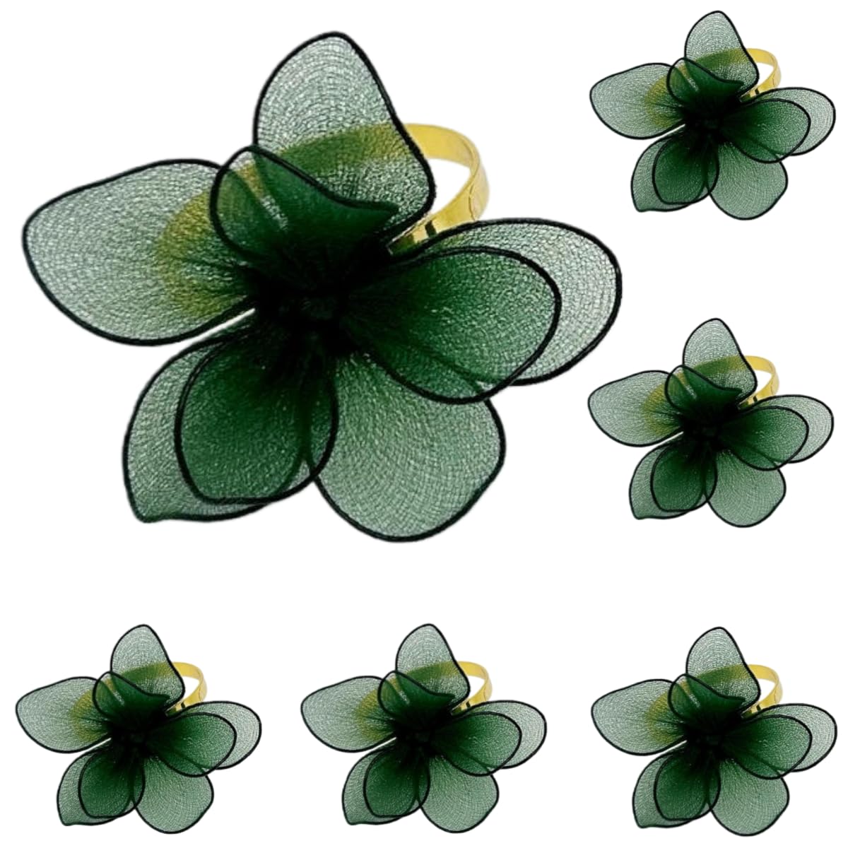 Réutilisable Lot de 100 Ronds De Serviette Personnalisés a Double Couche en Forme De Fleur 3D Vert pour Banquets D'Hôtels Festivals Fêtes Et Célébrations
