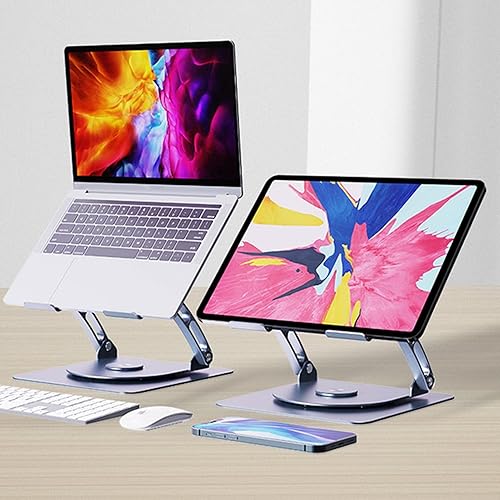 Vista 5 de Laptop Cooling Stand, Portable Laptop Cooler, Aluminum Foldable Laptop Cooling Pad, 360 Swivel Base Laptop Stand with Fan, Adjustable Height Laptop