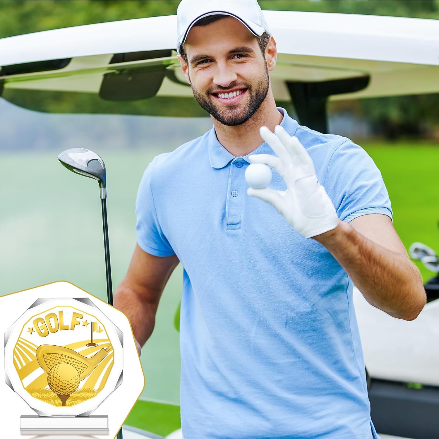 6 Pack Sports Trophy Acrylic Award Medals 4.72 x 4.72 Inch Sports Contest Trophies Bulk Plaques Team Prize Gift Trophies for Competition