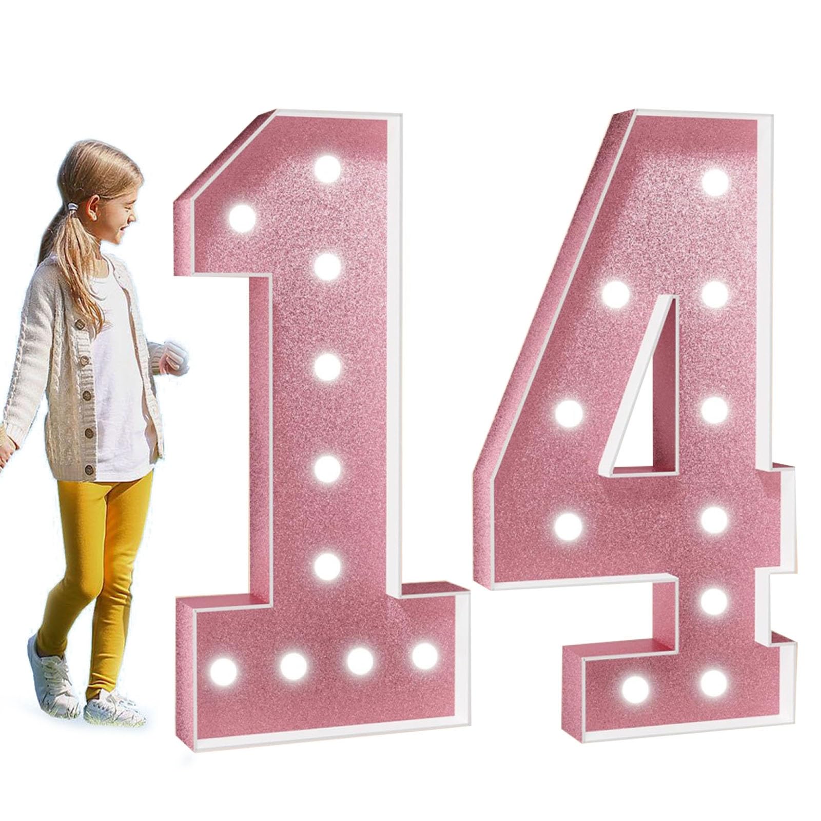 Tashace Marquee Light Up Numbers for 1st 16th 21st Birthday Decorations 10th Anniversary Party Decor Large Numbers DIY Pre-Cut Foam Board Kit Mosaic Numbers(Number 14,120cm/4FT)