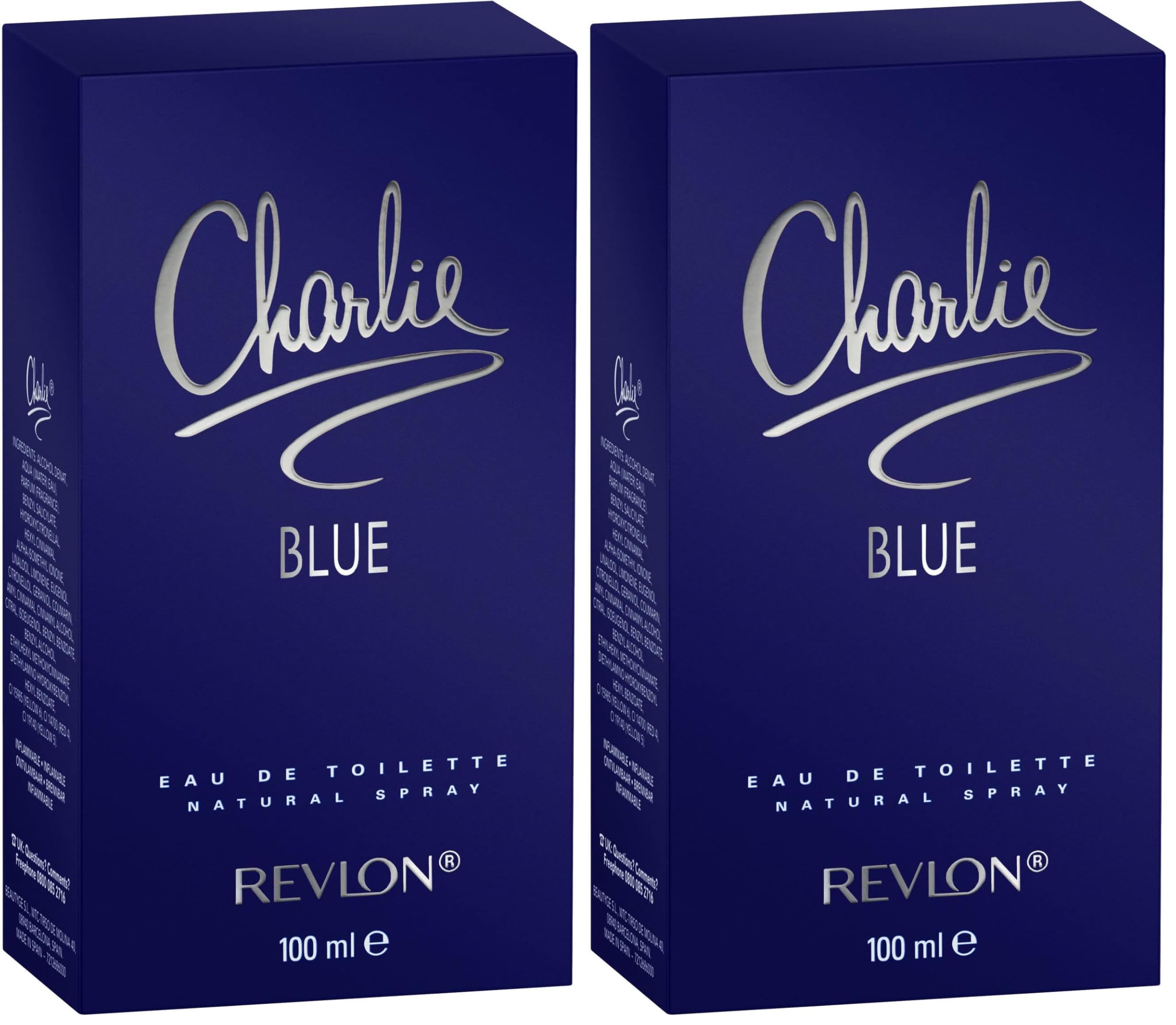 Revlon Charlie Blue Eau de Toilette Spray für Frauen, blumiger und moschusartiger Duft, verspielter, schelmischer und exotischer Duft (100 ml) (Packung mit 2)