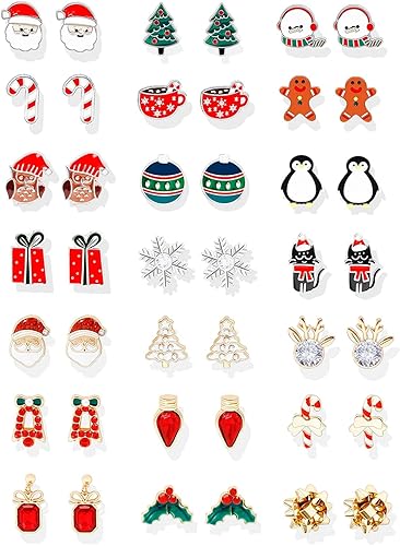 21Pairs Christmas Earrings for Women Stocking Stuffers Cute Holiday Earrings Xma