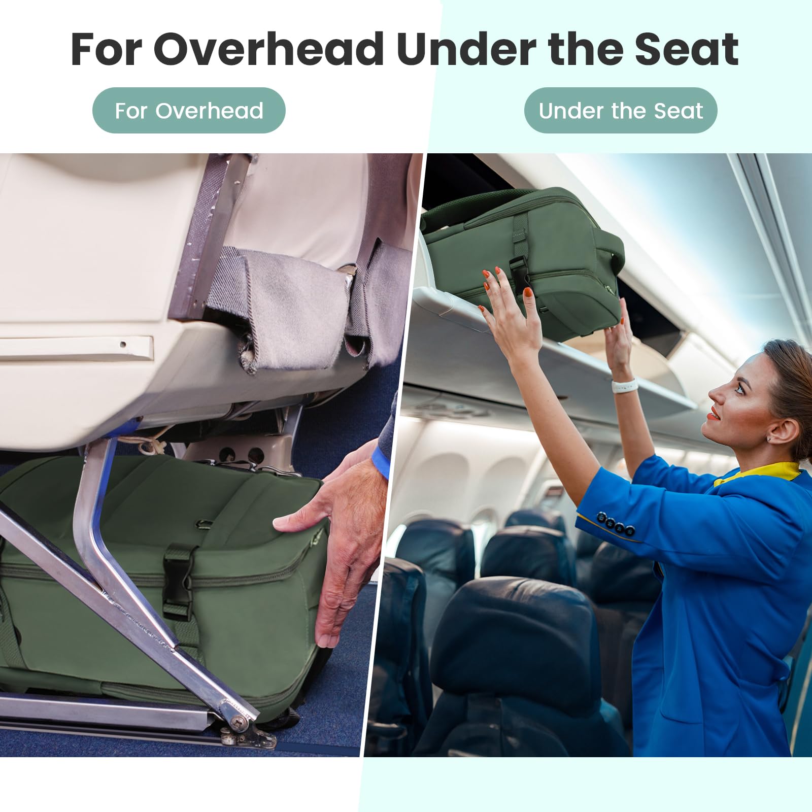 KIRFEIHT Bagage Cabine 40x20x25 20L pour Ryanair - Sac à Dos de Voyage pour compagnies aériennes - Bagage à Main Avion - Vert