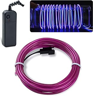 lychee 15ft Neon Glowing Strobing Electroluminescent Light El Wire w/Battery Pack for Parties, Halloween Decoration (Purple)