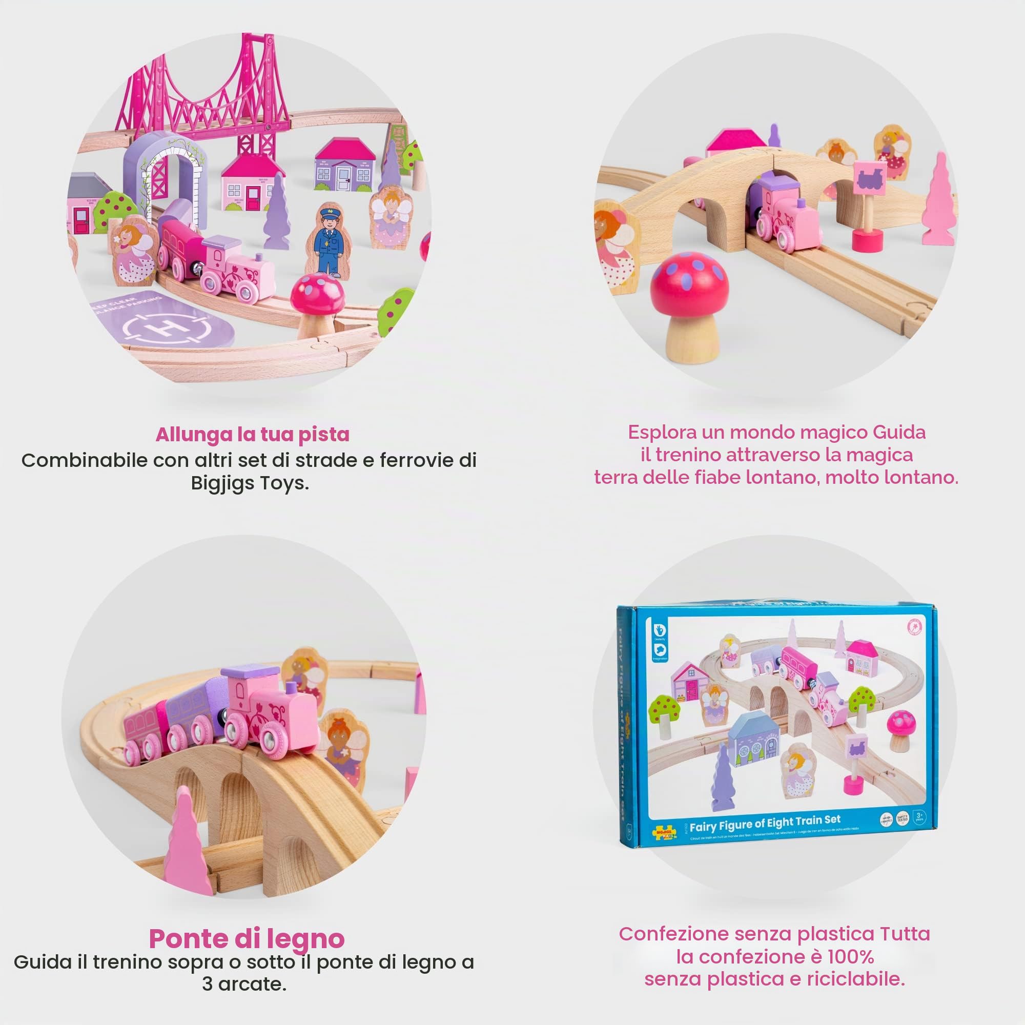 Bigjigs Rail Kit Trenino fatato e Binario a Forma di Otto