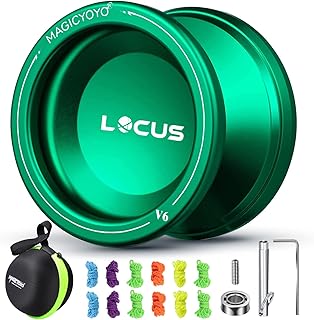 Responsive Yoyo V6 for Kids Beginner - Dual Purpose Yoyo Alloy Metal Yoyo, Durable Basic Trick Yoyo, Unresponsive Bearing Kit for Adults Advanced Pro Yoyo Players + Yoyo Bag+12 Yoyo Strings (Green)