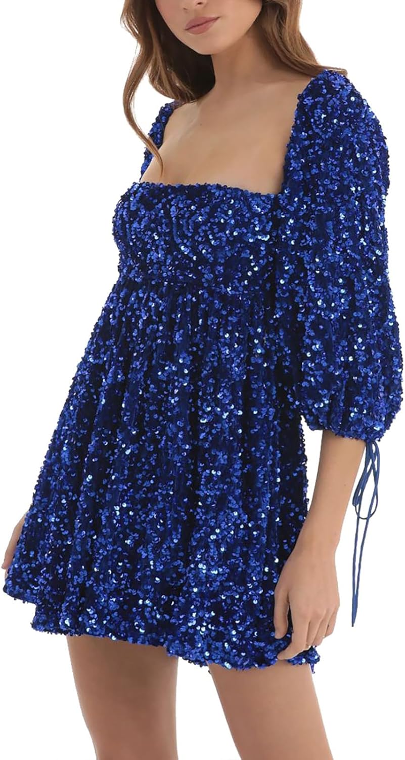 Sequin Cocktail Dresses for Women Sequin Masquerade Ballgowns Prom Grace Split Gown Bridesmaid Birthday Ballgowns