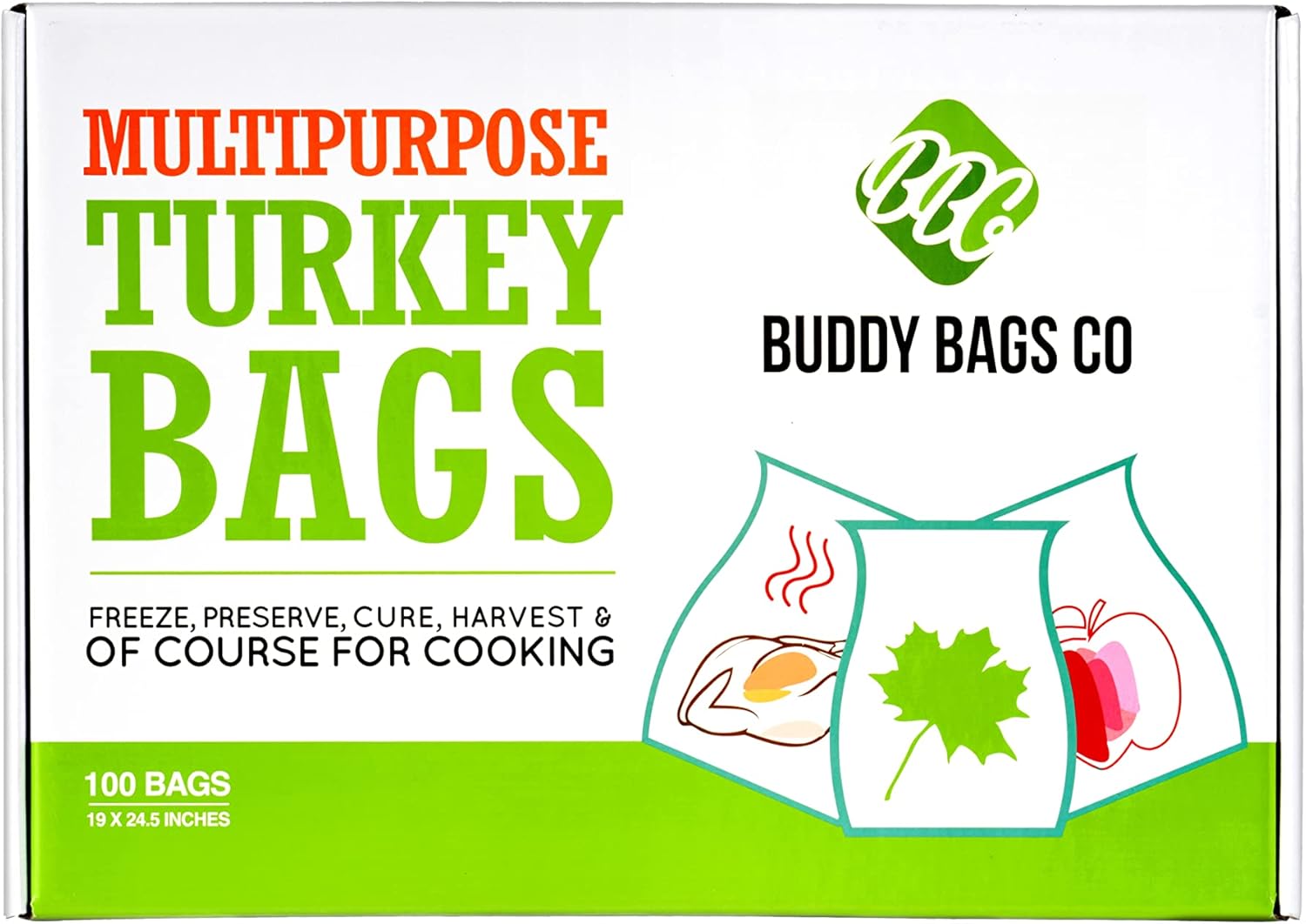 Turkey Oven Bags for Roasting – 100-Pack Heavy-Duty, Oven-Safe Cooking Bags (19" x 24.5") – BPA-Free, Heat-Resistant, Made in USA