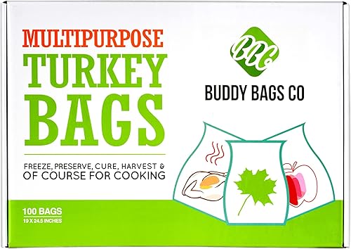 Bolsas de horno de pavo para asar, paquete de 100 bolsas de cocina resistentes, aptas para horno (19 x 24.5 pulgadas), sin BPA, resistentes al