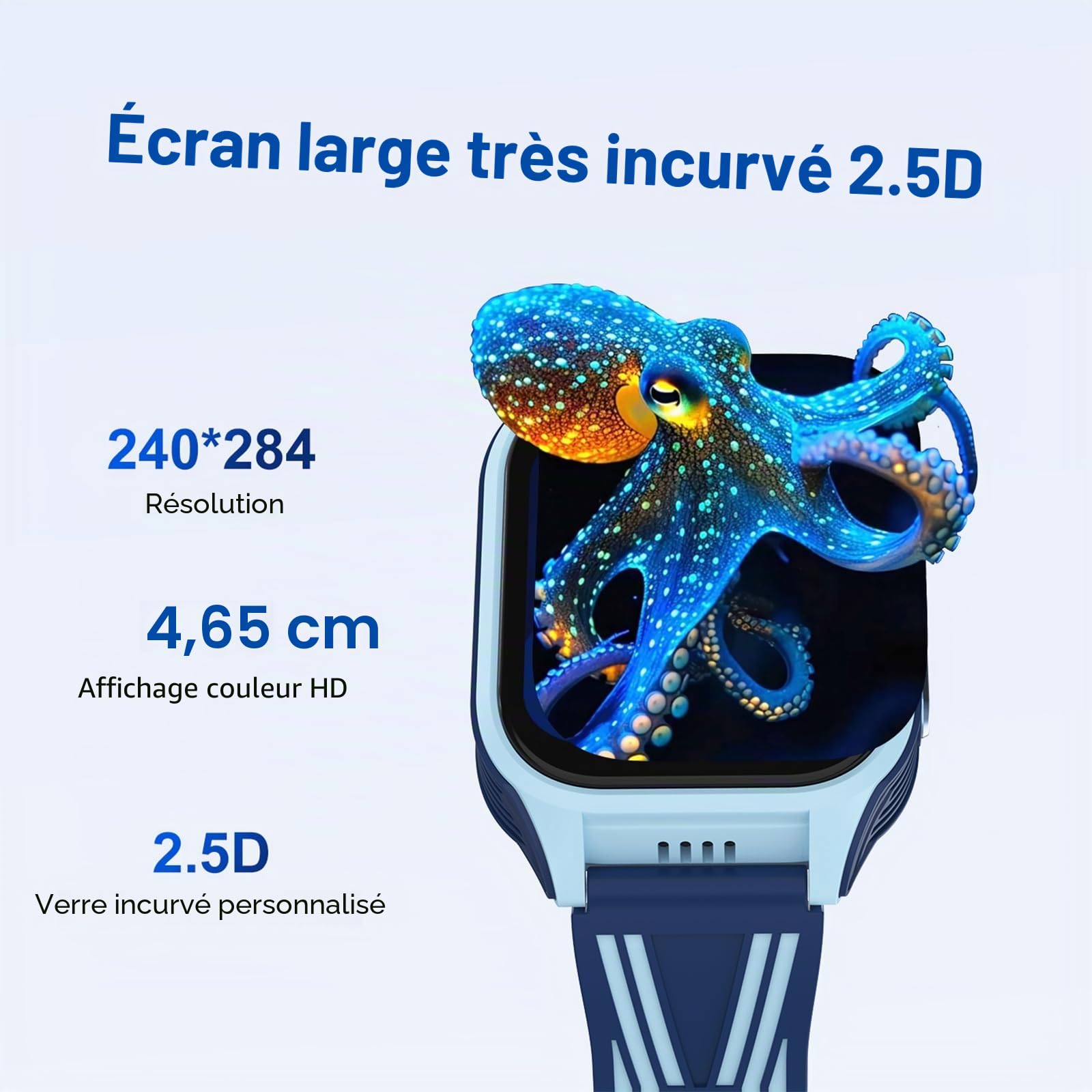 Montre Connectée Enfant 4G, Montre Intelligente GPS pour Fille Garçon avec WiFi Appel Vidéo Chat Familial SOS Caméra Étanche Mode Classe, Smartwatch Téléphone Enfants Cadeau pour 4-12 Ans (Bleu)
