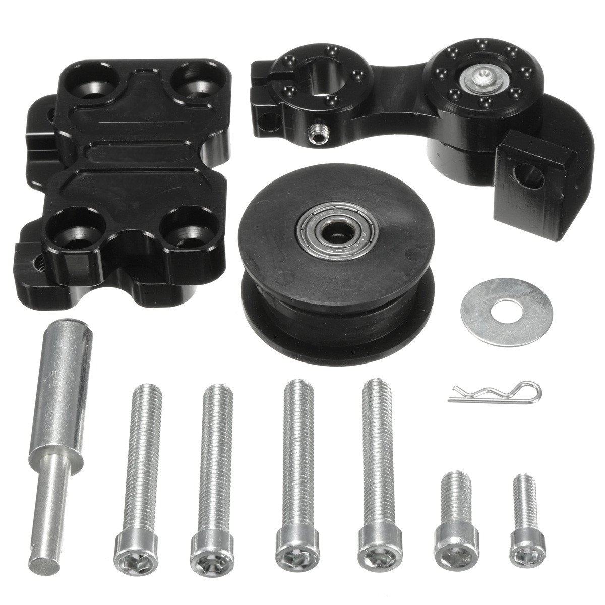 JenNiFer Universale Catena Tenditore Strumento Rullo Di Alluminio Regolatore Per Moto - Nero