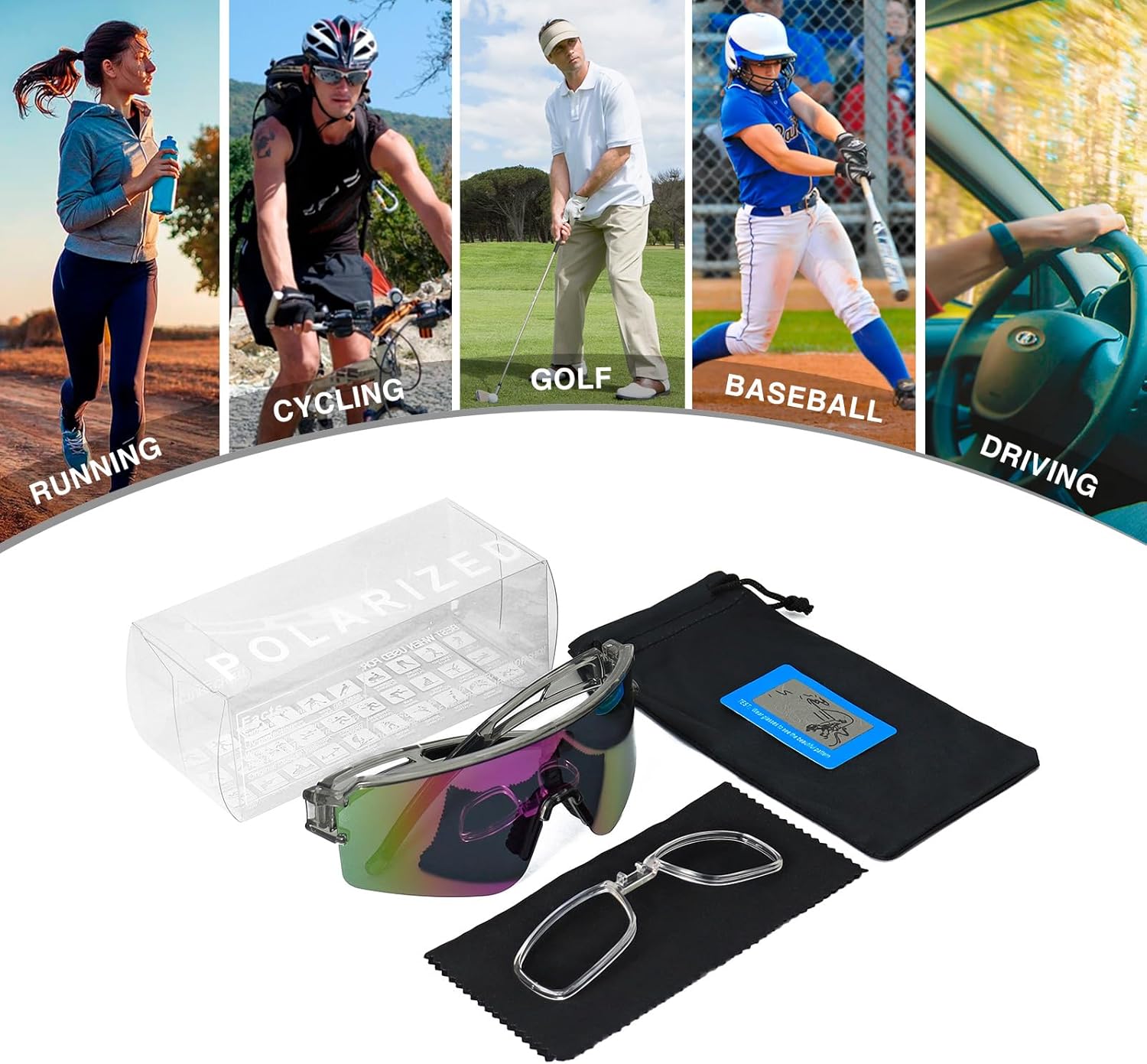 Cycling Sunglasses Polarized Baseball Glasses for Men Women, UV400 Sports Sunglasses Softball Running Biking MTB - Image 6