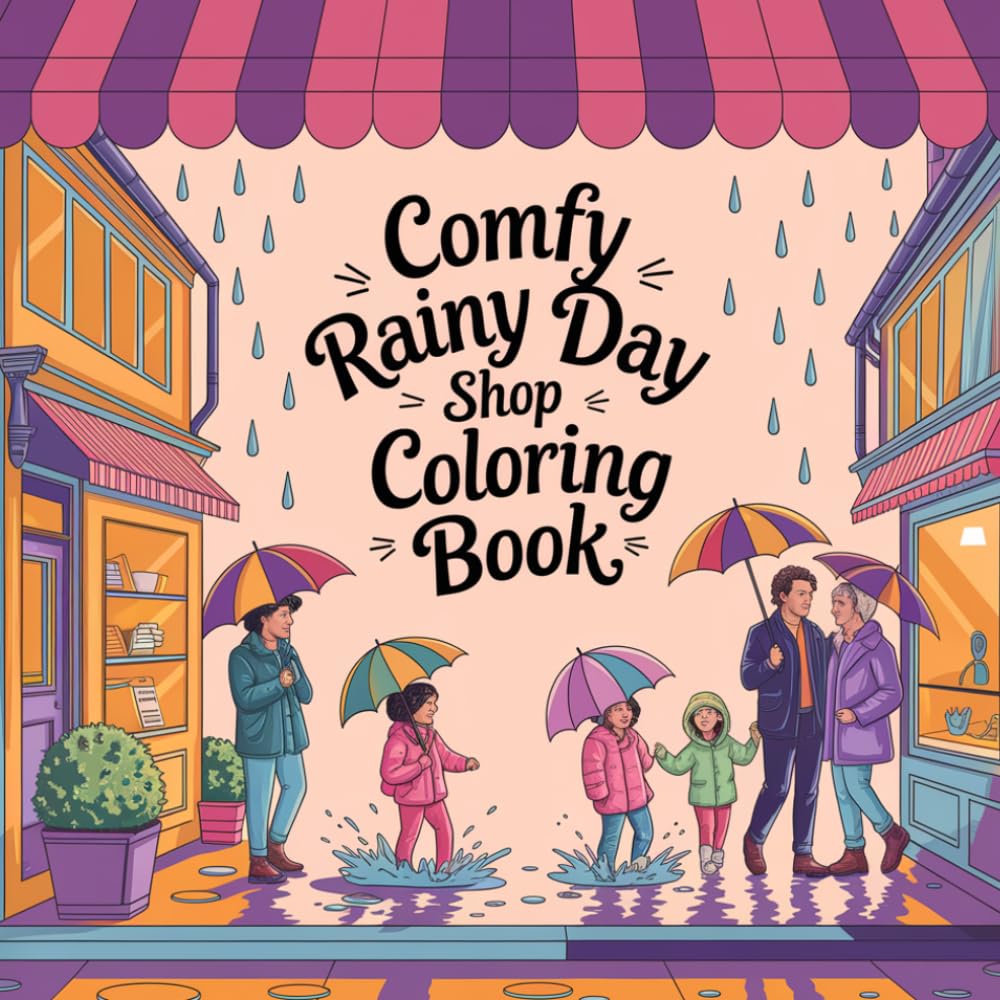 Comfy Rainy Day Shop Coloring Book: A Relaxing Adult Coloring Book for Stress Relief, Mindfulness, and Cozy Escapes