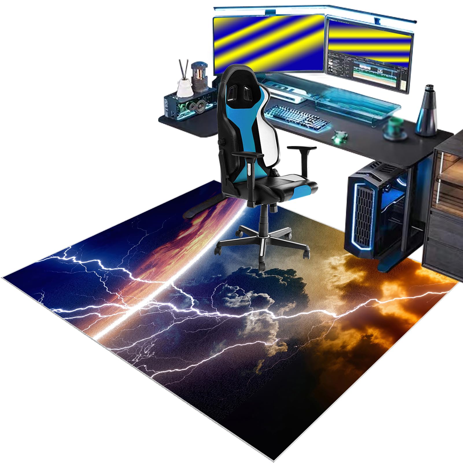 Gaming Chair Mat for Carpet, Rolling Chair Mat, Heavy Duty Office Chair Mats for Carpeted and Hardwood Floor Carpet Protector Chair Mat for Home and Office 120 x 140 cm Floor Mat for Office Chair