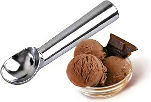 Ice Cream Scoop Durable Liquid Filled Heat Conductive Handle Cookie Spoon Nonstick Professional for Dessert Shop Delicacies Meatballs (silver)