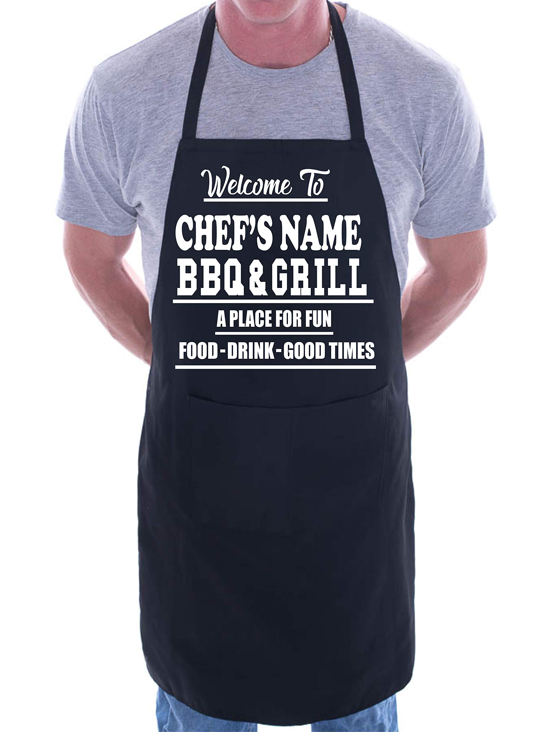 Print4U Welcome To Chef's BBQ & Grill Personalised Apron Black
