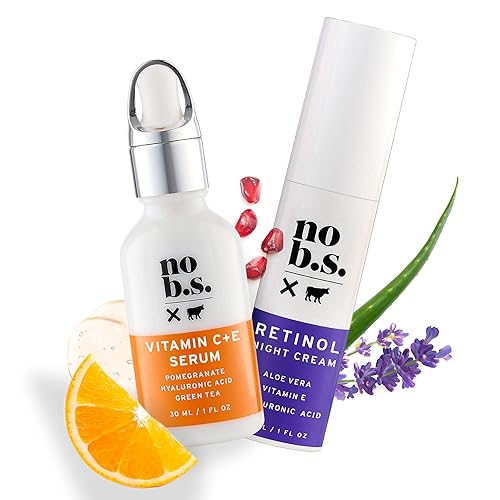 No BS - Suero de vitamina C y crema de retinol Duo - Cremas antiarrugas que realmente funcionan y corrector de manchas oscuras para la cara Combo