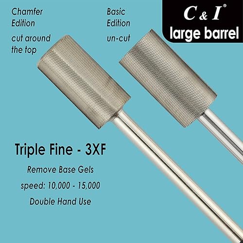 Miniatura 3 de C & I Broca de uñas de barril grande, edición chaflán, archivo electrónico profesional para máquina de lima de uñas, diseñada para quitar geles de