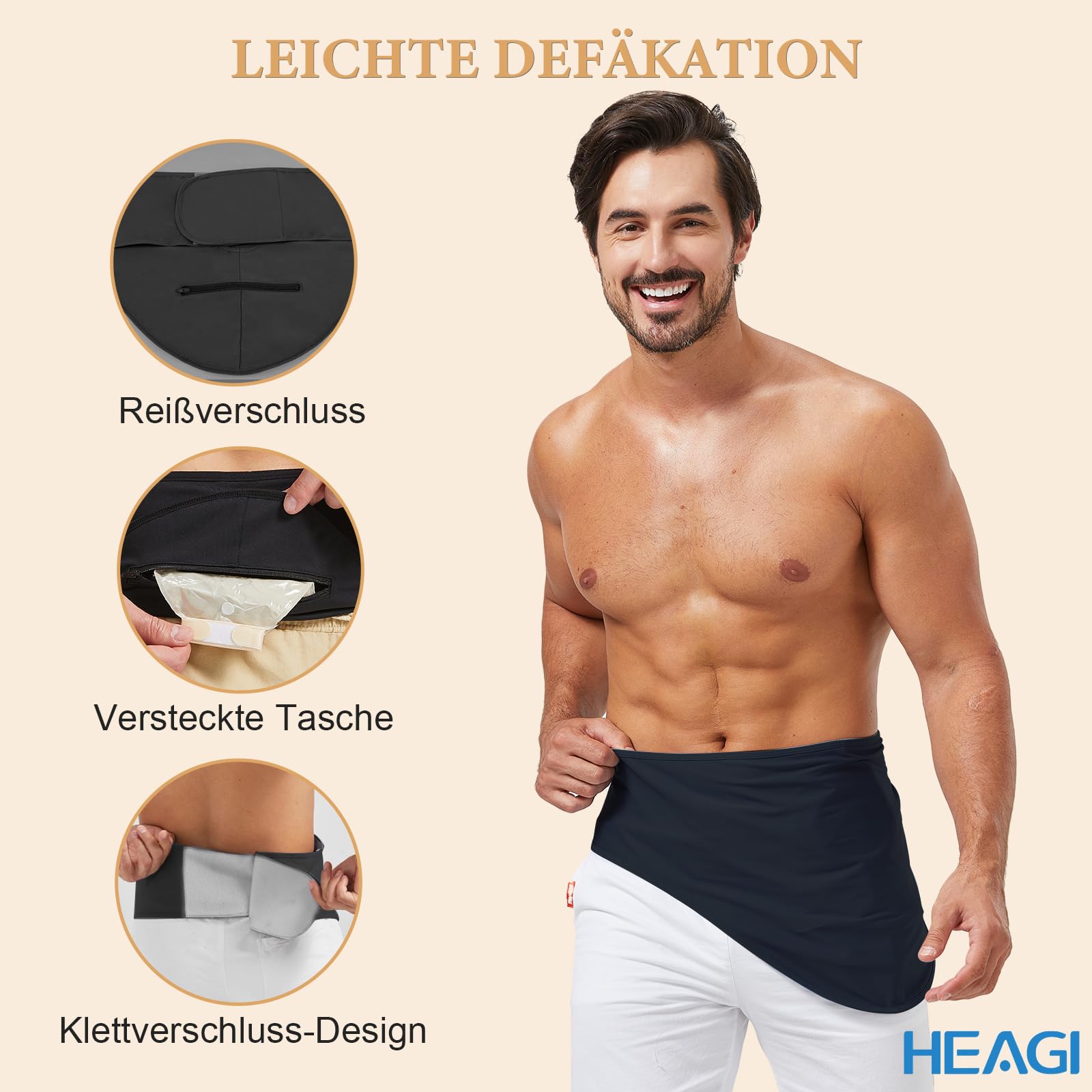 Stoma Gürtel, Stomabeutel, verstellbarer Ostomy Stützgürtel, Ostomy Gürtel für Männer & Frauen, Stoma Zubehör, Innentasche für Ostomy Beutel für Sport & Schwimmen, Größe S (26"-30")