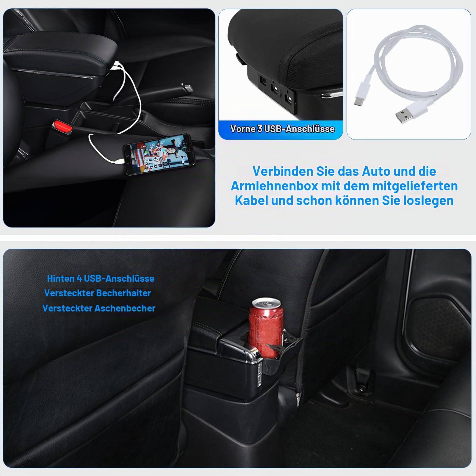 Mittelarmlehne Box Kompatibel mit Suzuki Swift 2005-2024