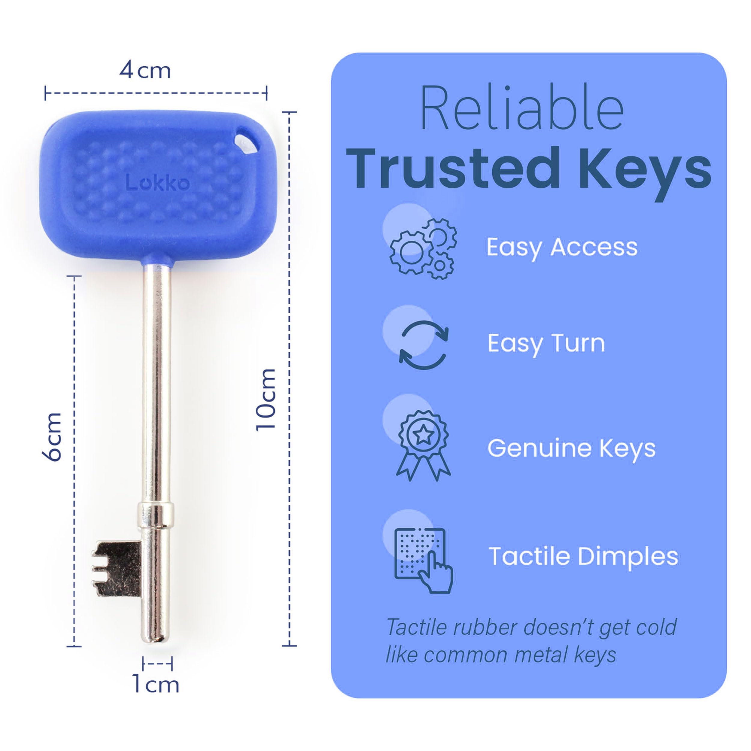 Lokko Radar Key for Disabled Toilets UK (3 Pack), Boxed with Bonus Toilet Use Card, Blue, Dimpled Grip, Durable, Waterproof - Image 4