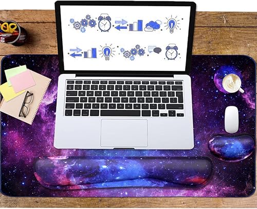 Miniatura 6 de Alfombrilla grande para mouse y reposamuñecas para teclado, almohadilla de escritorio para teclado y mouse, alfombrilla de mouse grande 4 en 1 con