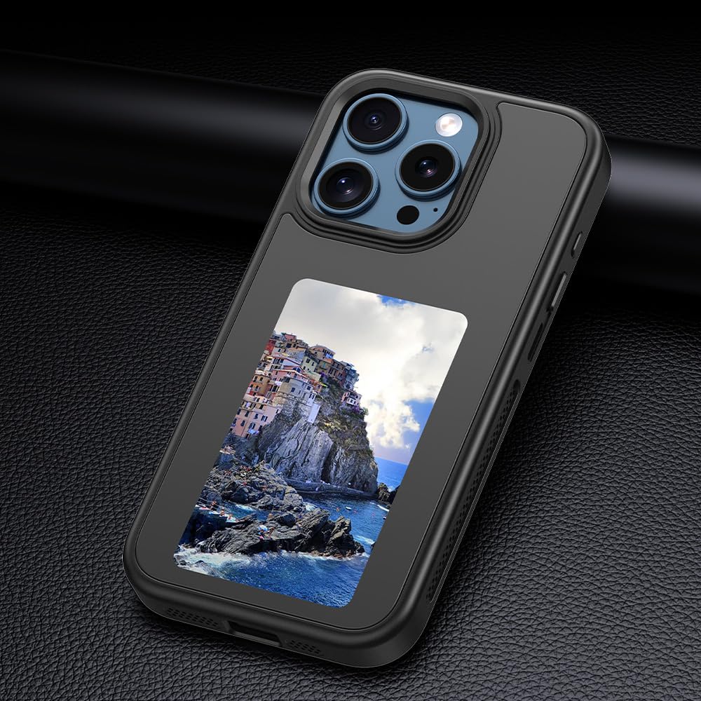Custodia per Telefono con Schermo a Inchiostro NFC Smart Compatibile con iPhone 15 14 13 Plus Pro Max, 4 Colori Display Vivido Foto Personalizzata Custodia per Telefono a Inchiostro Smart