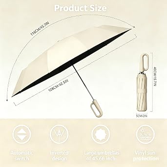 Umbrella with Hook Handle, Compact 12 Ribs UV Umbrellas Women Men