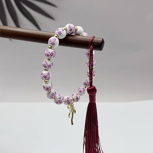 Miniatura 3 de Pulsera de cuentas vintage para mujer, diseño de lazo floral elástico hecho a mano, delicado regalo de joyería para ella, pulseras románticas