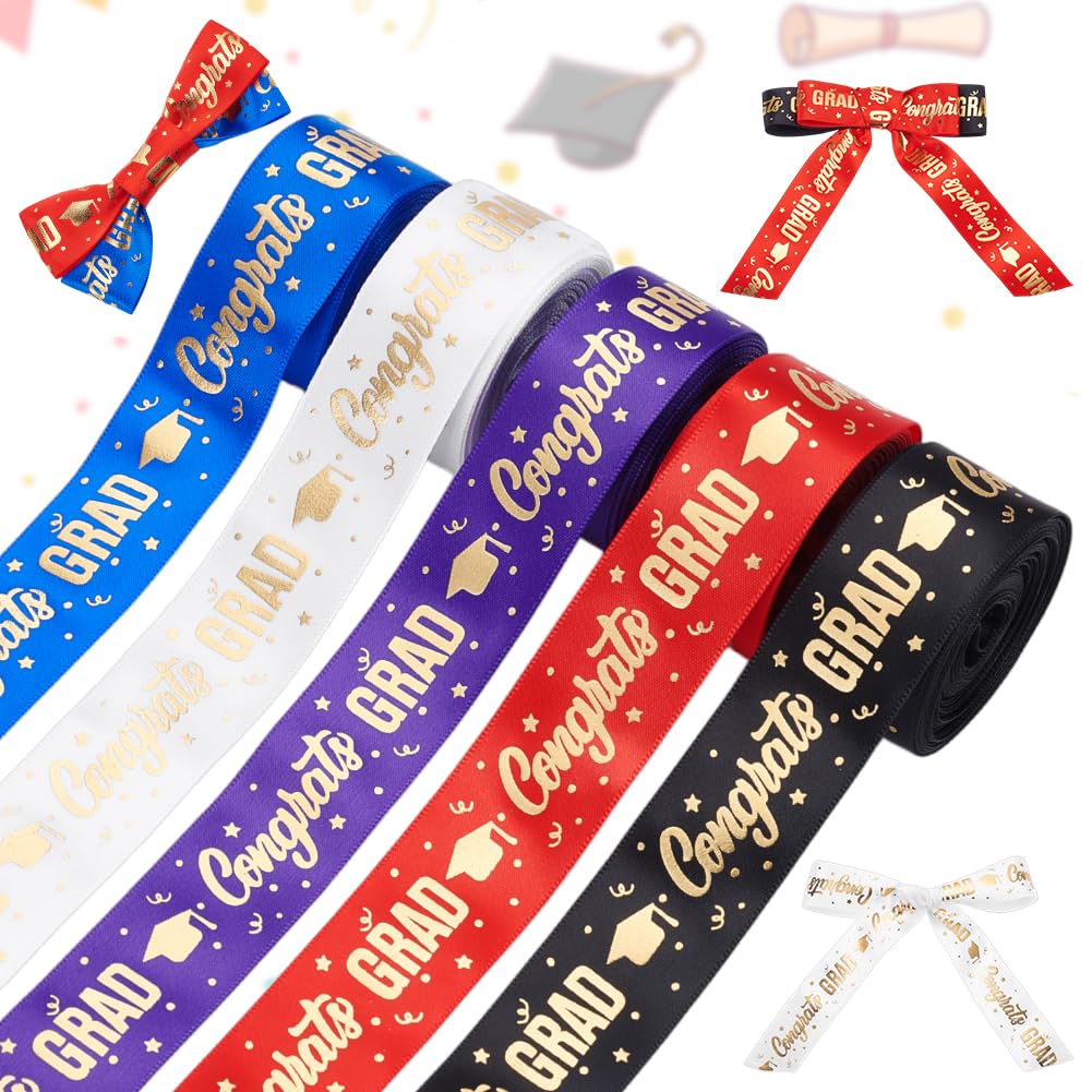 Ruban de remise de diplôme 5 couleurs anti-effilochage pour leis et décors