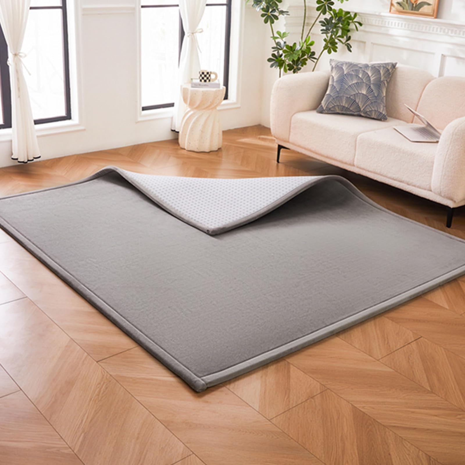 Krabbelmatte Baby Faltbar 150x200cm, Spielmatte Baby Samtmatte | mit Korallen Samt & Memory Foam, Rutschfeste Krabbelteppich für Babyzimmer, Tatami Matte für Kleinkinder Tummy Time
