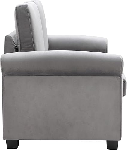Miniatura 137 de Sofá cama biplaza de terciopelo convertible y moderno con cama desplegable, respaldo ajustable y 2 almohadas lumbares, para espacios pequeños (gris