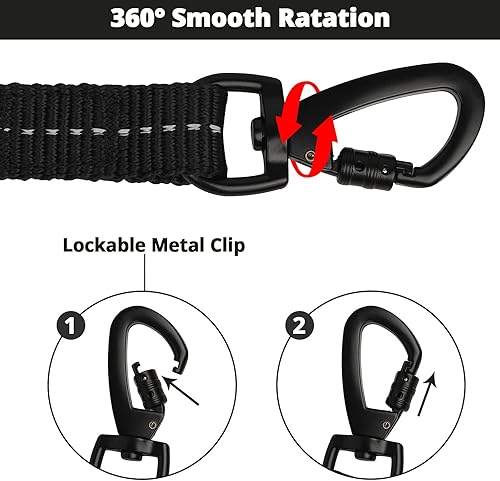 Miniatura 3 de Correa larga para perro de 20 pies correas de cuerda resistentes para entrenamiento de perros con gancho giratorio bloqueable, hilos reflectantes